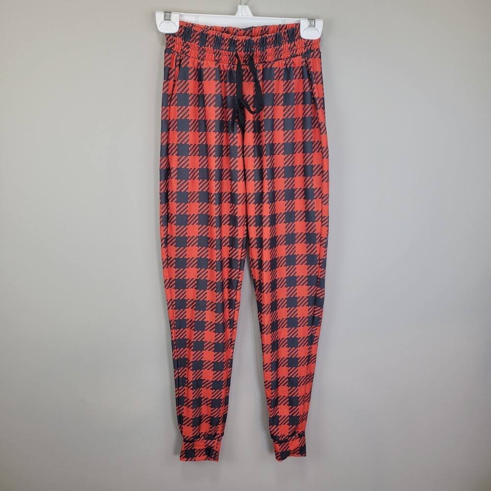 Dren Designs Orange And Black Small‎ Plaid Polyester Spandex Joggers Size 1X/2X